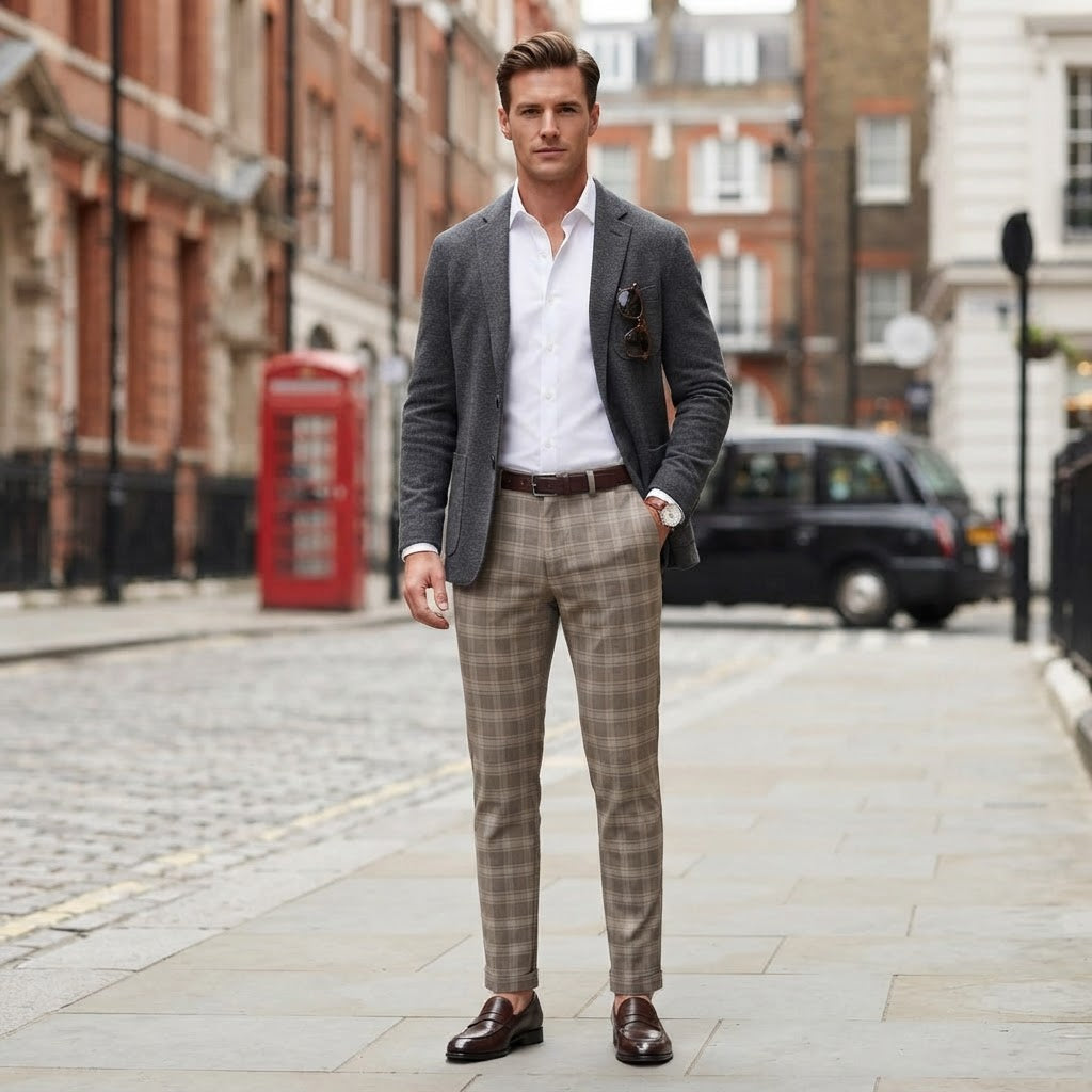 Oskar | Men's Checkered Chino Trousers