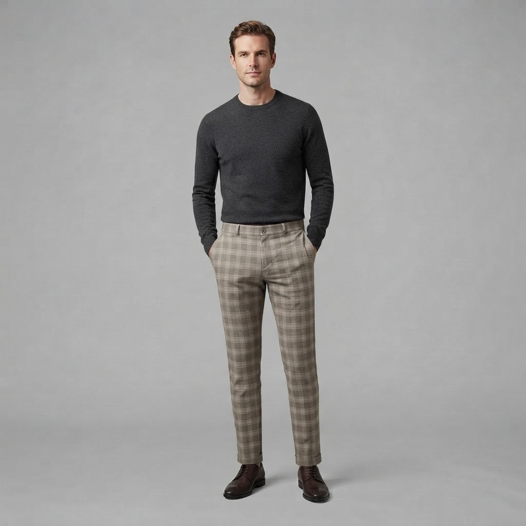 Oskar | Men's Checkered Chino Trousers