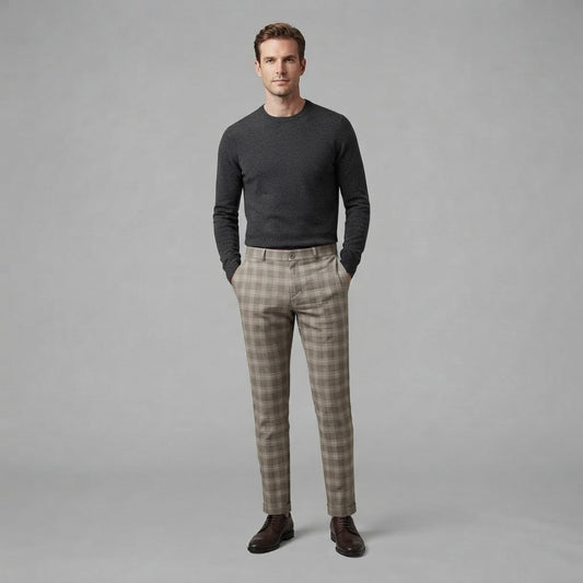 Oskar | Men's Checkered Chino Trousers
