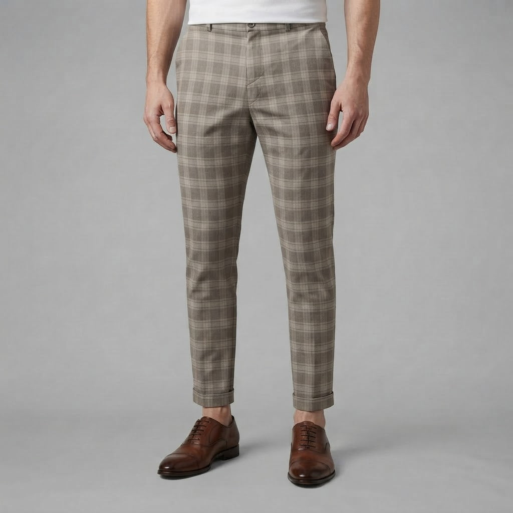 Oskar | Men's Checkered Chino Trousers